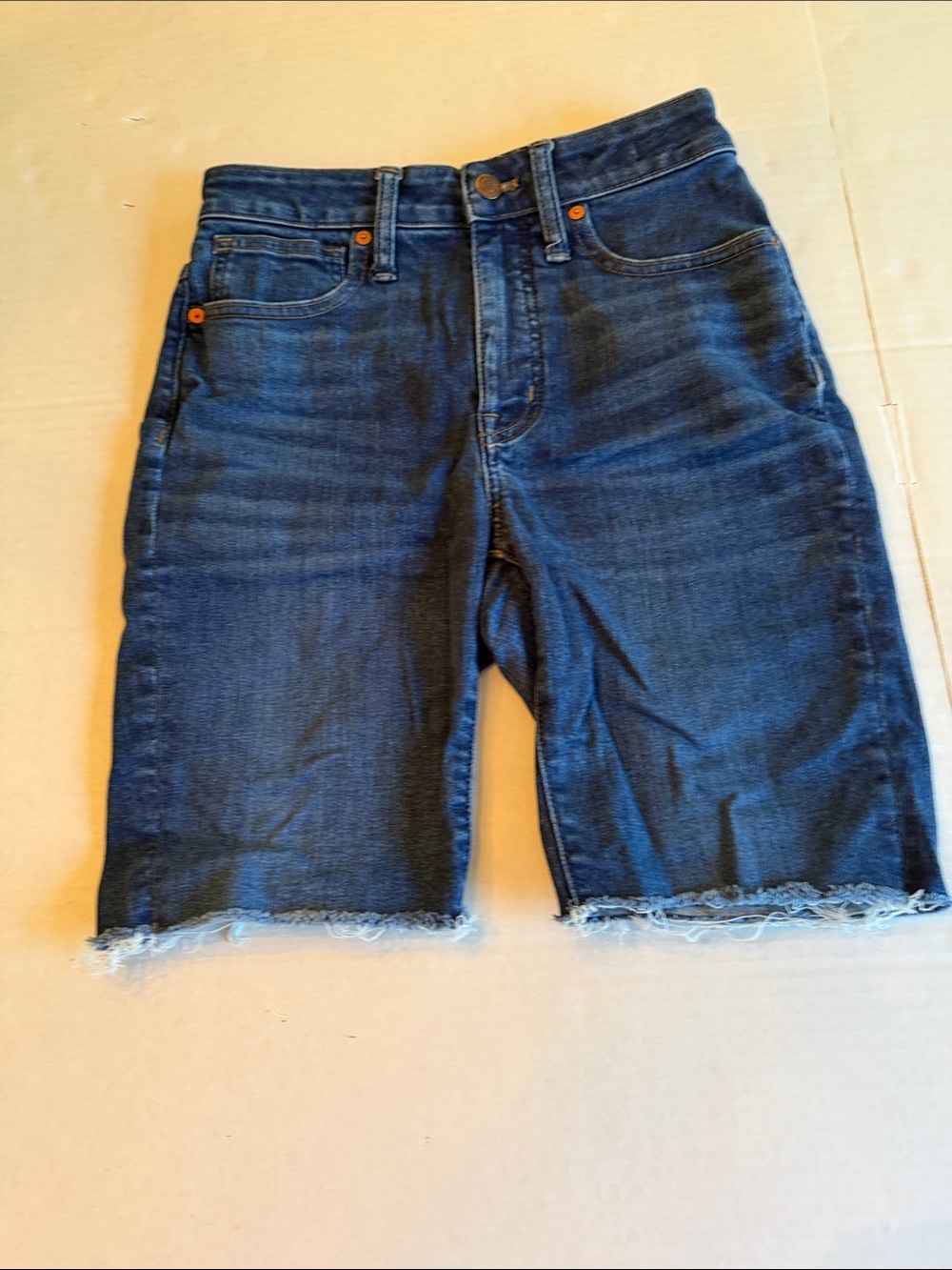 Madewell Dark Blue Denim Jean Shorts with Raw Hem Size 26